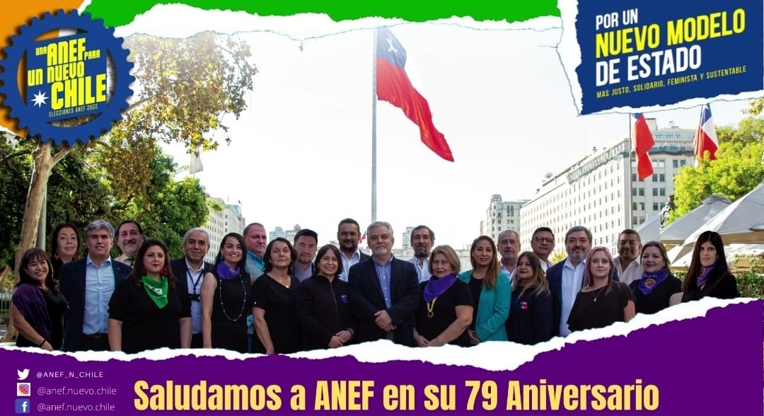 anef_n_chile's tweet photo. En este 79 Aniversario de ANEF, las dirigentas y dirigentes sindicales de esta lista, queremos enviar nuestro especial saludo a tod@s quienes hacen posible que la lucha sindical siga en pie✊#unaAnefparaunnuevoChile #Estadomásjusto #Estadofeminista #Estadosustentable https://t.co/RLu0E1yW5p