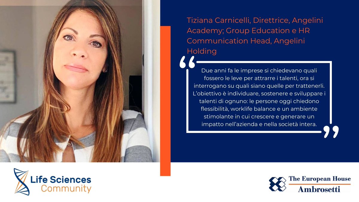 Ambrosetti_'s tweet photo. Tiziana Carnicelli Direttrice Angelini Academy, Group Education e HR Communication Head di Angelini Holding all'incontro #LifeSciences #BioEquityEurope #BioEquityEurope2022 #InnoTechHub #biotech https://t.co/ZDOH8SOxIa