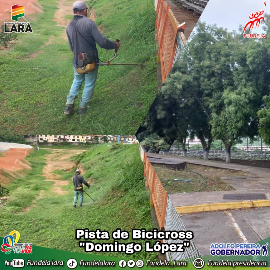 #5May | Se mantienen las labores de poda y desherbado en los alrededores de la 𝐏𝐢𝐬𝐭𝐚 𝐝𝐞 𝐁𝐢𝐜𝐢𝐜𝐫𝐨𝐬𝐬 "𝐃𝐨𝐦𝐢𝐧𝐠𝐨 𝐋𝐨́𝐩𝐞𝐳".
<a href="/AdolfoP_Oficial/">Adolfo Pereira Gobernador</a> 
<a href="/gobiernodelara/">gobiernodelara</a> 
<a href="/NicolasMaduro/">Nicolás Maduro</a> 
<a href="/MervinMaldonad0/">Mervin Maldonado</a> 
.#PorLaMadreTierra
