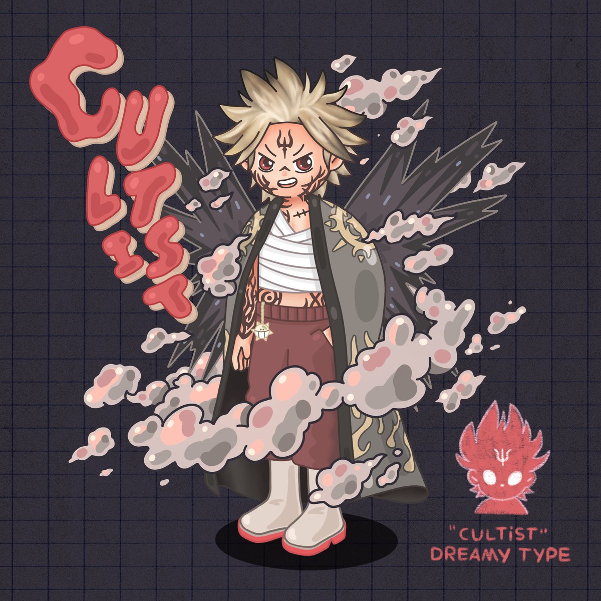 dreamy's tweet photo. Type: "Cultist"
Typically chaotic and destructive, but devoted. Living in an unconventional manner, many suspect their reclusiveness towards outsiders is a way to hide their nefarious deeds 🩸 https://t.co/7uFoEdTk67
