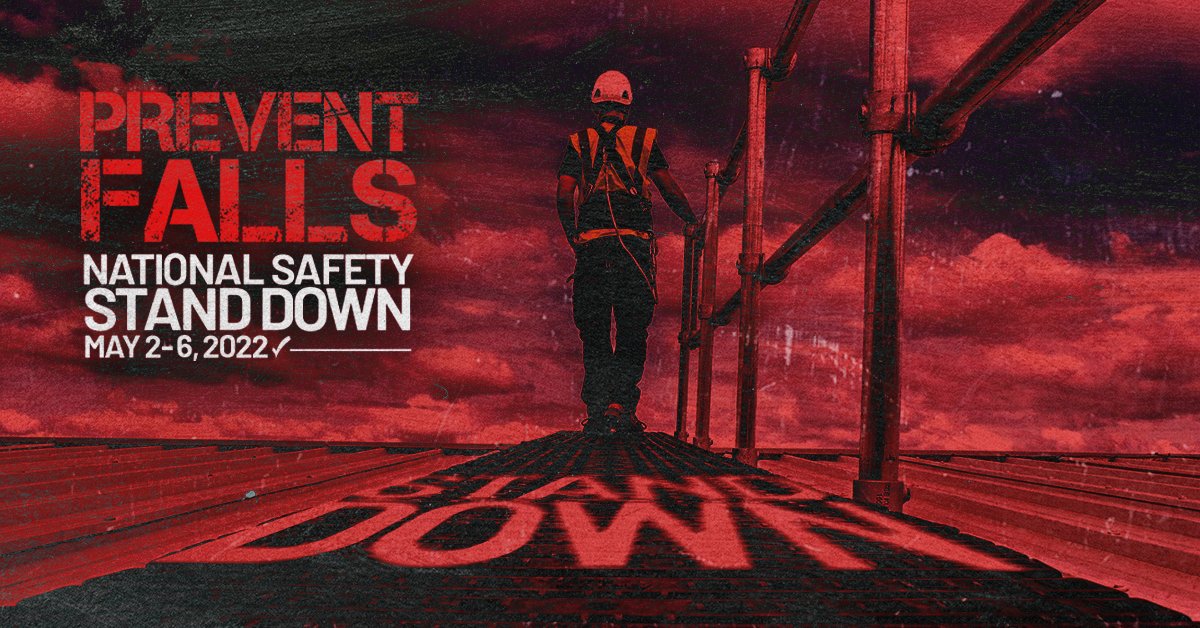 AgsSafety's tweet photo. Falls can be prevented: Plan ahead to get the job done safely, provide the right equipment, and train everyone to use the equipment safely. Three simple steps save lives! #standdown4safety https://t.co/rZoxzlLY2h