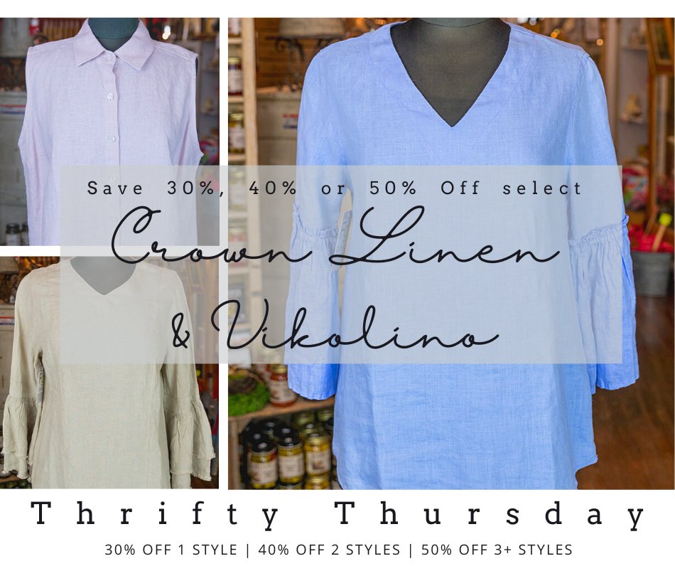 FgClothingtx's tweet photo. Thrifty Thursday Sale
Crown Linen &amp; Vikolino Clothing

Buy 1 Style - Save 30% OFF
Buy 2 Styles - Save 40% OFF
Buy 3 plus Styles - Save 50% OFF

*Save off the original price / No coupon code needed
see updated price in shopping cart

Shop online at https://t.co/0hKZlG832Z https://t.co/eCUTtbQYOo