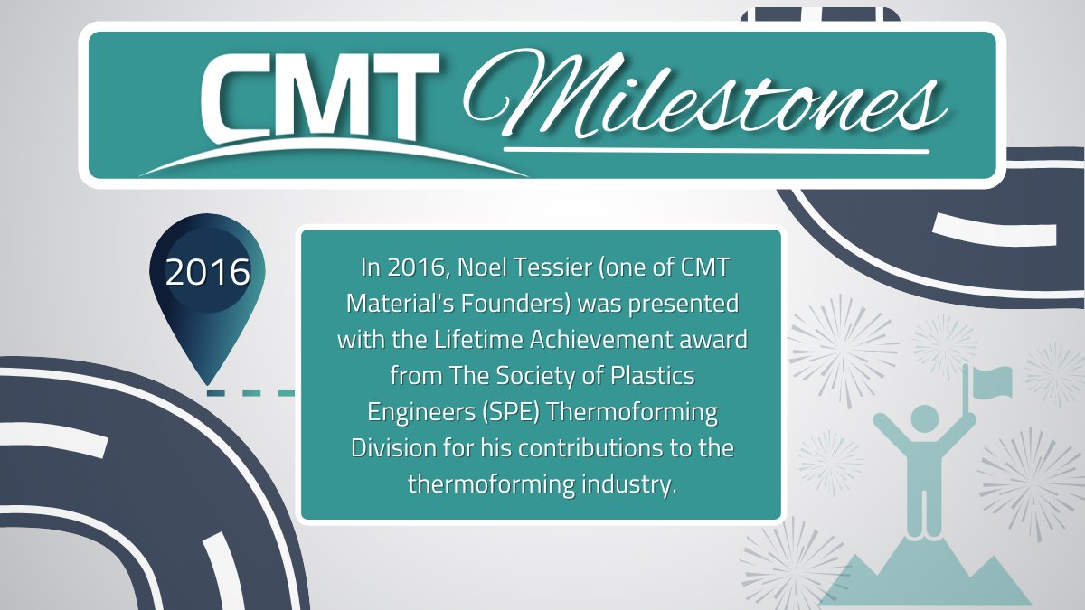 cmtmaterials's tweet photo. In 2016, Noel Tessier was presented with the Lifetime #Achievement award from The Society of Plastics Engineers #Thermoforming Division for his contributions to the thermoforming industry. Noel is still involved in R&amp;D and has great #influence over the culture at CMT Materials. https://t.co/4WHMGcIP8I