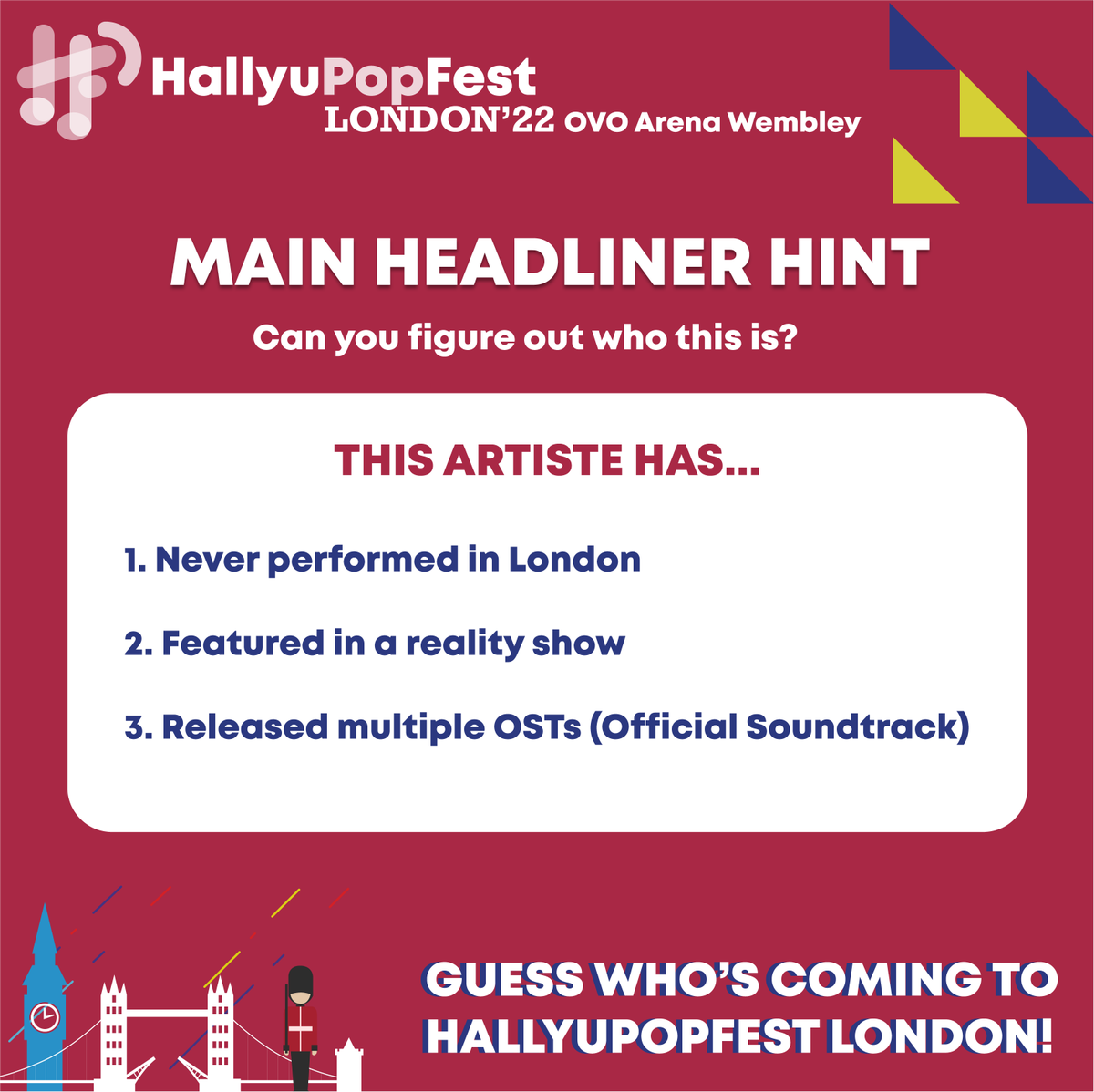 hpf_london's tweet photo. D-1 to HallyuPopFest Headliners announcement! 😎

Can you guess who’ll be joining HallyuPopFest London?

Saturday Line Up : #ASTRO #HWASA #EVERGLOW #ONEUS #P1HARMONY #SAMKIM &amp; 
Sunday Line Up: #SF9 #KEP1ER #CIX #CRAVITY #WEEEKLY #PAULKIM

Stay tuned for our New Ticket Packages https://t.co/Z0vlFNggFV