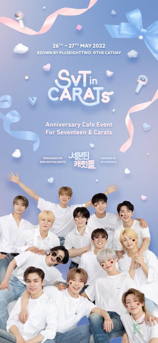 svtincarats's tweet photo. dear #CARAT 💗, come &amp; celebrate #SEVENTEEN ’s 7th anniversary cafe event in SG! 💎 💌 .✧ 

ᴅᴀᴛᴇ : 26ᵗʰ – 27ᵗʰ May 2021 
ᴠᴇɴᴜᴇ : 82own by pluseighttwo
ᴇᴠᴇɴᴛ : #SVTinCARATs #세븐틴캐럿들 

follow @seventincarats for more updates! ｡• *. ｡☆ https://t.co/JC0laOjd8S