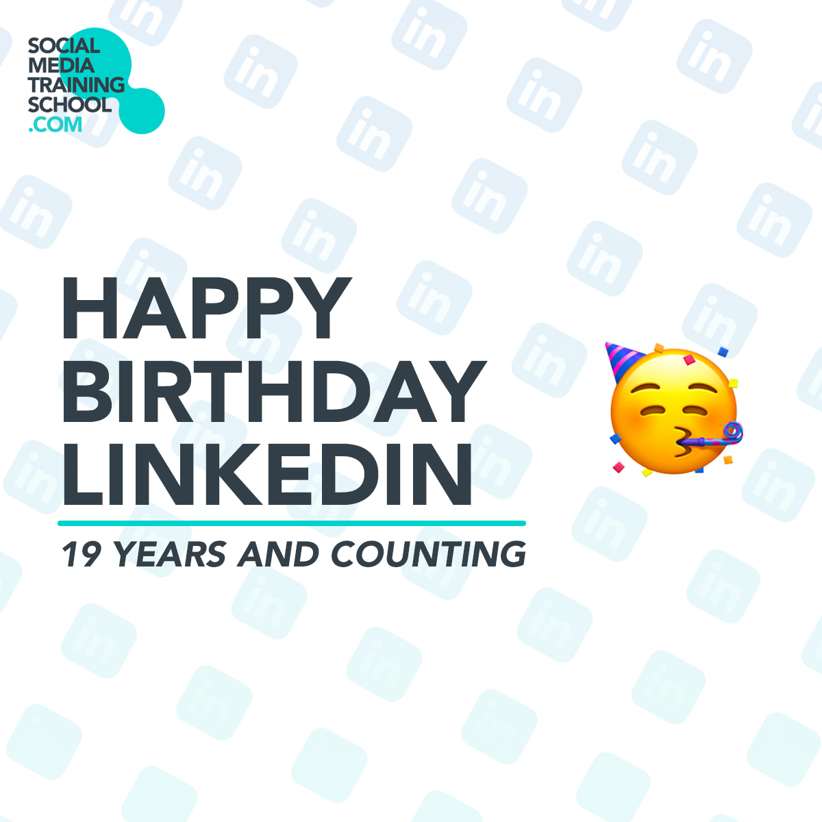 SMTSsocial's tweet photo. Happy 19th birthday, @LinkedIn! 🥳

It was in May 2003 that #LinkedIn was officially launched. https://t.co/XpBVn6EqEf