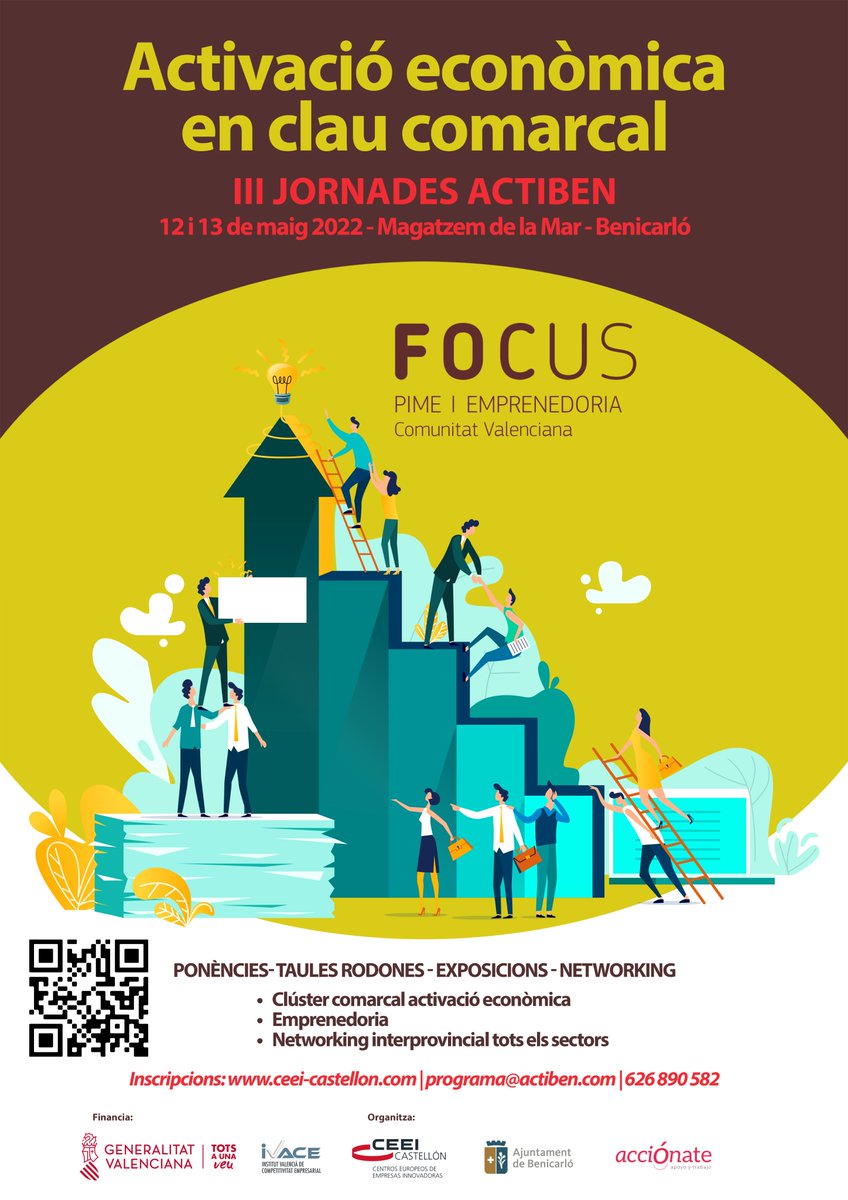 Os esperamos los próximos días 12 y 13 de mayo en les III JORNADES ACTIBEN-FOCUS en Benicarló
 <a href="/UJIuniversitat/">Universitat Jaume I</a> <a href="/camaracastellon/">Cámara Castellón</a> <a href="/Ajunt_Benicarlo/">Ajuntament Benicarló</a> <a href="/CEEICastellon/">CEEI Castellón</a> <a href="/GVAivace/">IVACE+i</a> <a href="/FEVECTA/">FEVECTA</a> <a href="/secotcastellon/">secotcastellon</a> <a href="/cINCREA/">Càtedra INCREA - UJI</a> <a href="/FEPEVAL/">FEPEVAL</a> @aesal_cv <a href="/FGlobalis/">Fundación Globalis</a> <a href="/apoyoytrabajo/">acciÓnate</a> <a href="/Vinaros_Ajunt/">Ajuntament Vinaròs</a> <a href="/espaitec/">Espaitec UJI</a> 
⁩