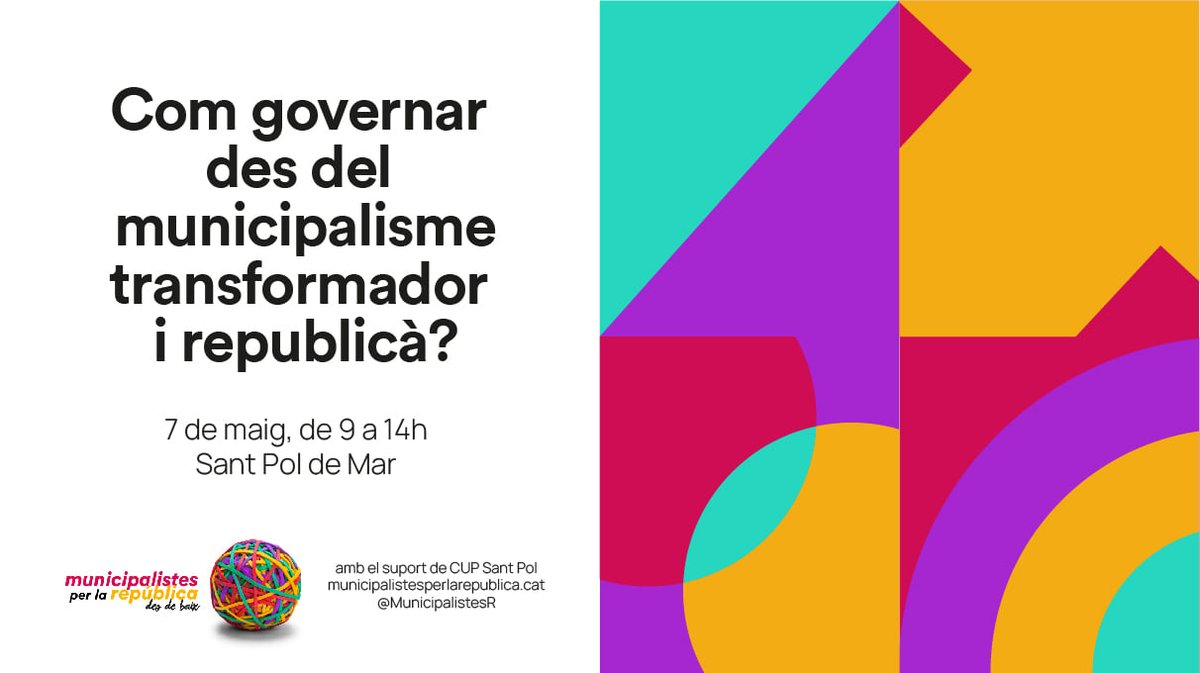 Aquest dissabte, a Sant Pol de Mar, donarem resposta a qüestions fonamentals per a la construcció de projectes locals 💪 

🏠 Plaça de la Vila 1, de 9h a 14h
📝 Inscripcions obertes: bit.ly/3OxIQqQ 

Consulta el programa a continuació! 👇