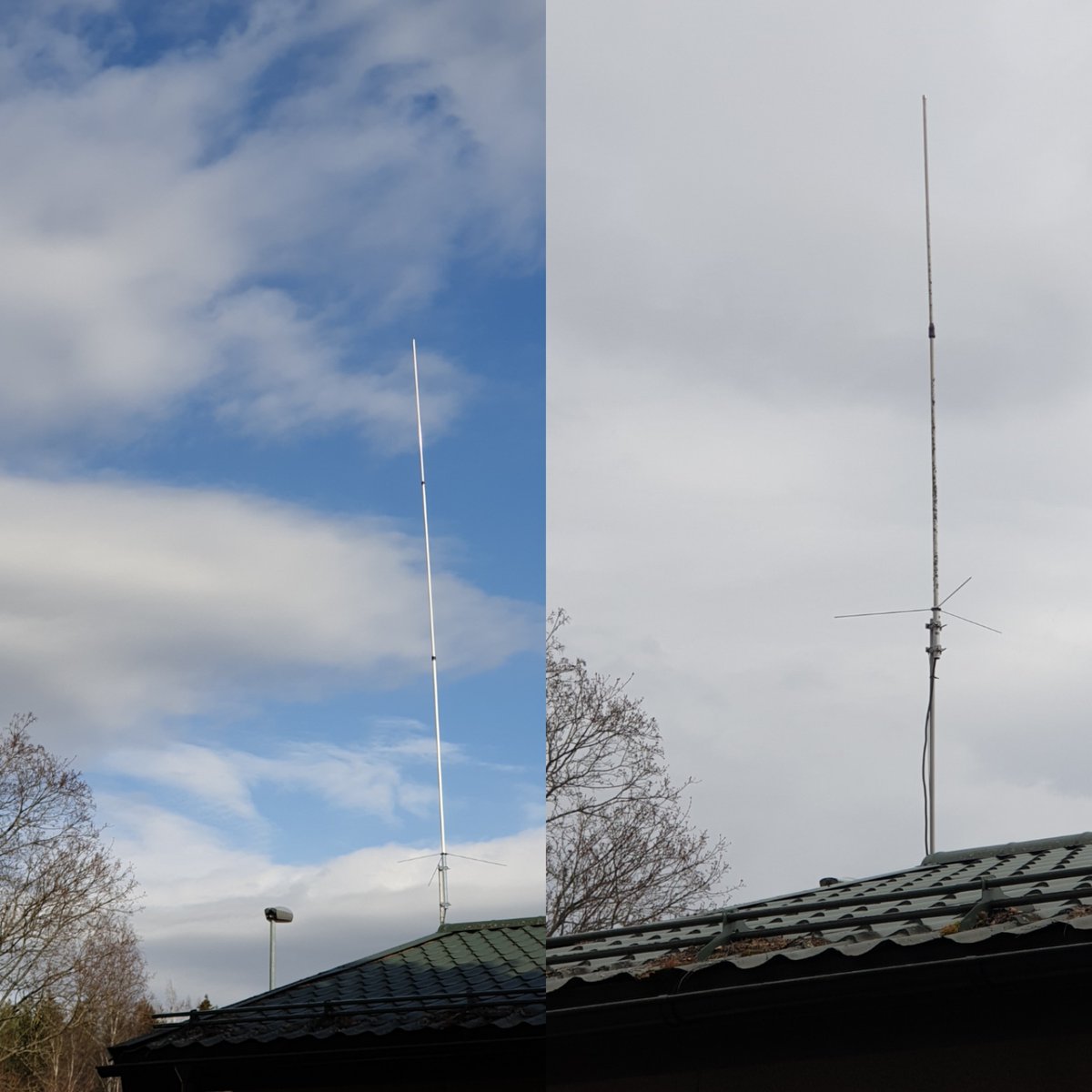Tzalama's tweet photo. Pientä vertikaalista puuhastelua: tuli päivitettyä yläbandien antenni. Hieman lisää tehoa signaaliin. #x501 #vertical #vhf #uhf #diamond https://t.co/CtZK0PCodO