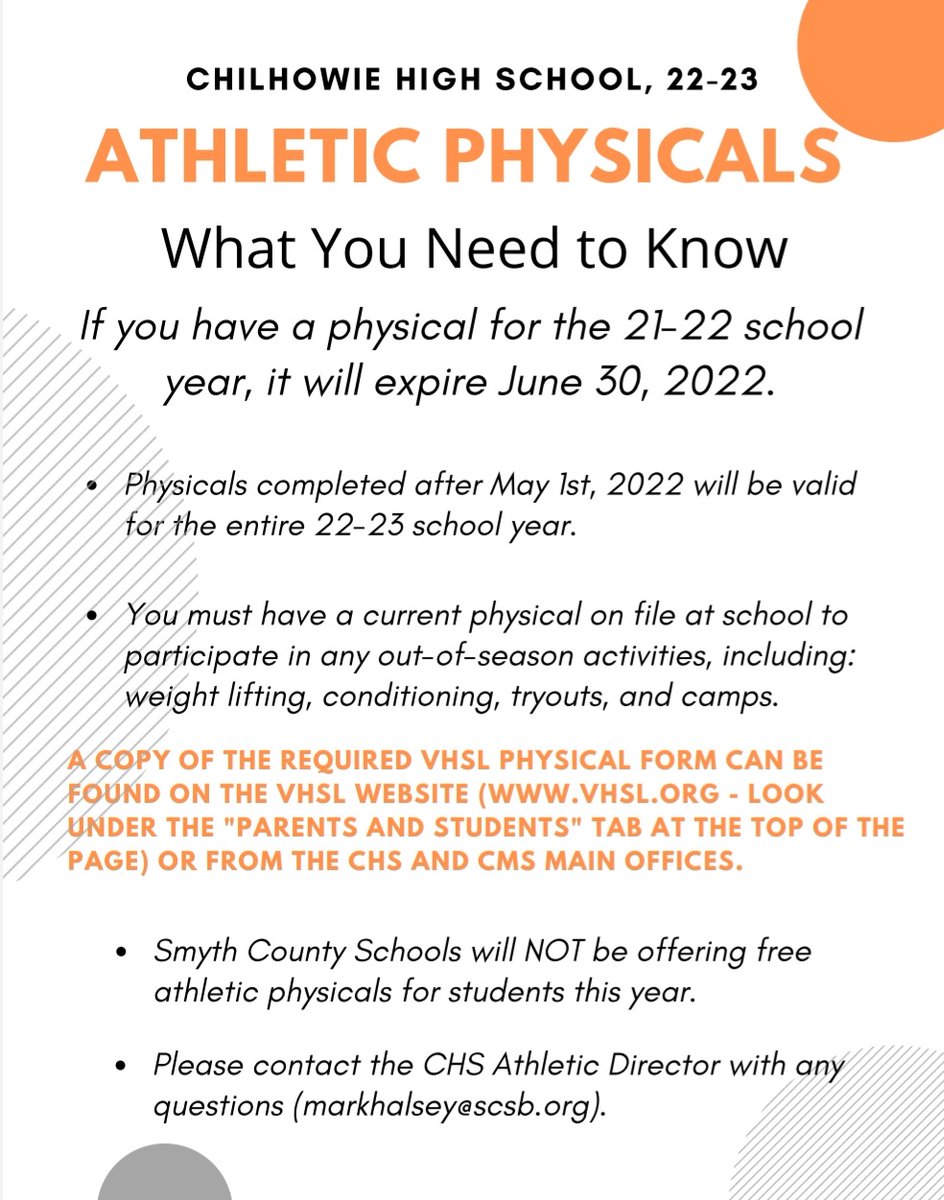 Please read, please share, regarding athletic physicals for 22-23!