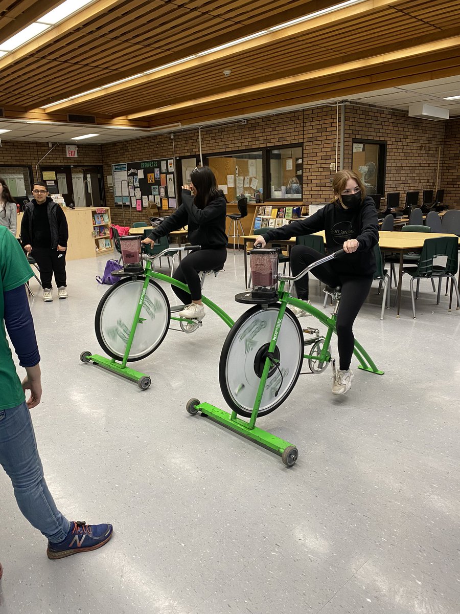 Mental health week continues with discussions around environmental wellness and healthy eating with <a href="/Green_Venture/">Green Venture</a> smoothie bikes in the <a href="/Sherwood_HWDSB/">Sherwood Secondary</a> LLC. Mr. Gillis did the first trial batch!