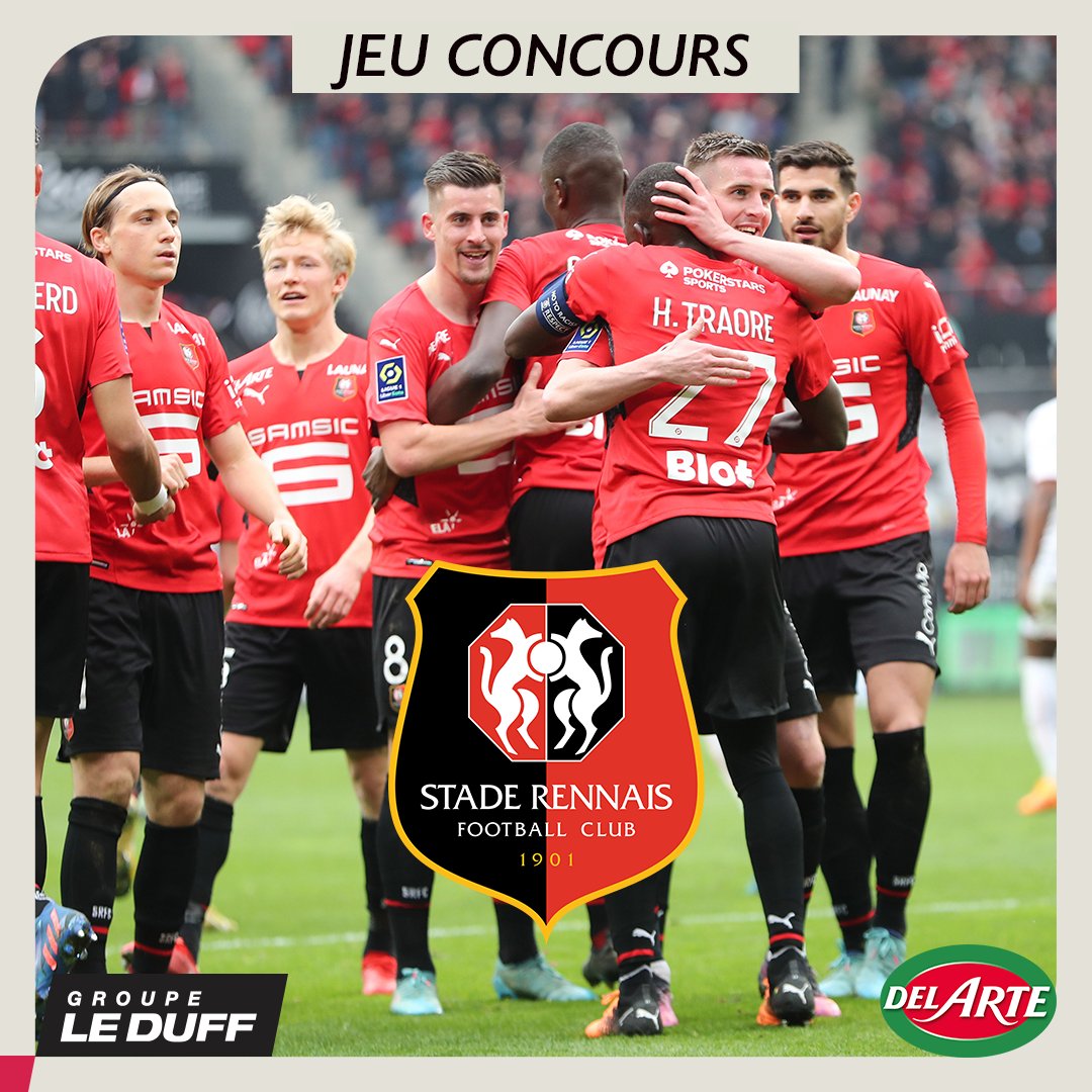 [JEU CONCOURS]
⚽A travers notre enseigne <a href="/delartefr/">Del Arte</a>, sponsor officiel du <a href="/staderennais/">Stade Rennais F.C.</a>, nous sommes heureux de vous offrir 2 places pour le match Rennes - Marseille du samedi 14 mai 💪🔴⚫
👉 Pour participer RT + follow <a href="/GroupeLeDuff/">Groupe LE DUFF</a> et <a href="/delartefr/">Del Arte</a> 
Tirage au sort le jeudi 12 mai