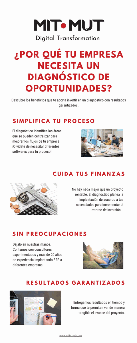 MitMut_Oficial's tweet photo. ¿Sabías que un diagnóstico de oportunidades es la vía más confiable para realizar una implantación de ERP? Visita https://t.co/5fcxsOUPbC y conoce cómo realizamos este servicio en Mit Mut. https://t.co/8iVu8x4kuE