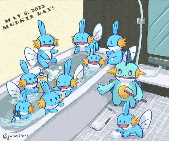 #ミズゴロウの日
お風呂掃除を手伝ってくれるミズゴロウ🐟 