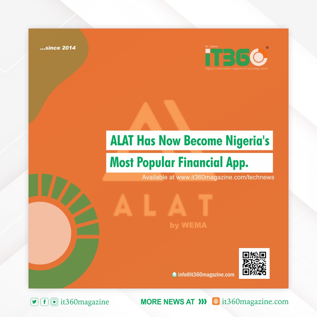 ALAT By Wema is now the number one ranked finance app in Nigeria.

For more information visit link>>>it360magazine.com/2022/05/05/ala…

#Technews
#Newsalert
#iT360magazine 
#Fintechnews
#AlatAt5
#Wema
#Finance
#technewsupdate