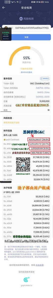 最新消息:
GKC匿名公链跨链币安数量恒定1200万，GKC入池数量830万+占比69%，池子全部由用户组成，DAO社区自治没有项目方，持有分散，安全稳定。现在持币地址6026，LP地址2924币安链合约地址:0x875dbac041105f5ae89ba7f7f62de8770cf7065a
我们一直用数据说话，欢迎各界精英加入。