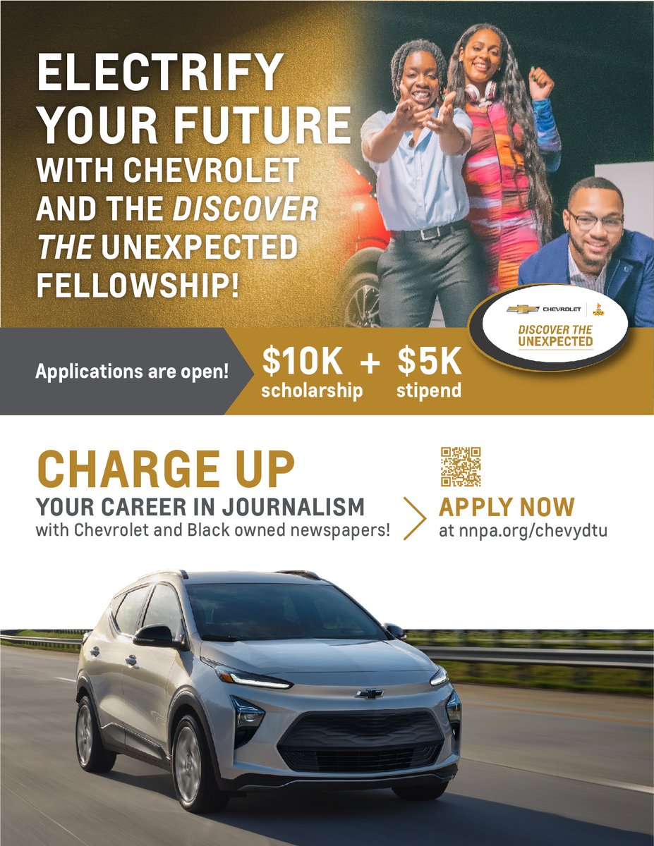 Apply Now for the 2022 Chevrolet Discover the Unexpected Fellowship. Visit nnpa.org/chevydtu for more info.