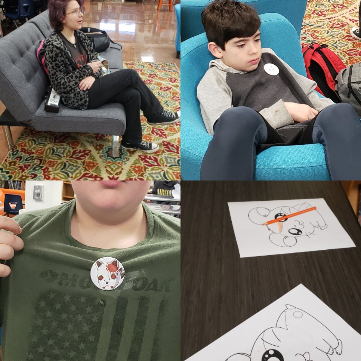 Library_PVMS's tweet image. Perfect morning for our make-up Wasabi Wednesday! (I know it&apos;s Thurs but what goes with Thurs?) Anime, manga, Pocky, sushi, wasabi peas, trying new things and @gkcrewsie #schoollibrarymonthmakeup
#stillcelebrating
#spslib
#manga #anime
#pocky #wasabi