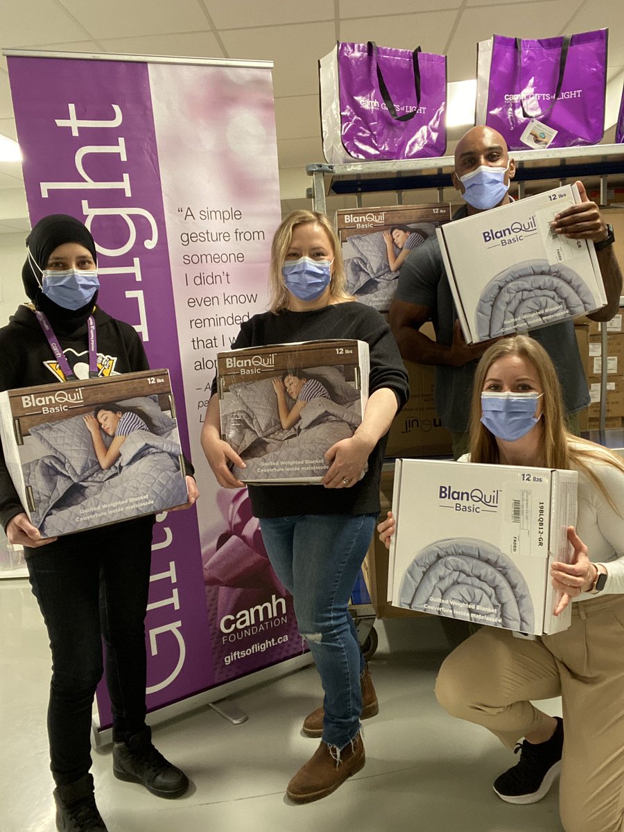 camhfoundation's tweet photo. This Mental Health Week, @SleepCountryCan is donating Weighted Blankets, Weighted Eye Masks and Lavender &amp; Chamomile Linen Sprays to the Gifts of Light Program - @CAMHnews’s 100% donor funded patient experience program. Thank you! #SleepWellStayWell #MHW22 https://t.co/mYd0aWaKz5