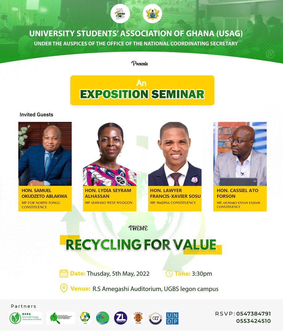 UGPRP's tweet photo. *ALL ROADS LEAD TO THE R.S AMEGASHIE AUDITORIUM OF THE UNIVERSITY OF GHANA 🇬🇭 BUSINESS SCHOOL TODAY*
             - 
*USAG🇬🇭REP EXPOSITION SEMINAR ♻️☘️*
Date: 5th May, 2022(Thursday)
Venue: R.S Amegashie Auditoy (University of Ghana 🇬🇭 Business School)
TIime: 3:30pm 🕞 https://t.co/V7lqmm7Bvi