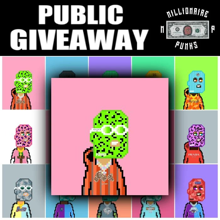 Guys!! For all of you who ask for it, you already have the first giveaway here!!🔥🔥

(The prize is an nft to choose from the first drop)🚀

To participate is very easy: 

➡️1.Follow <a href="/MillionairePunk/">MillionairePunks</a> 

➡️2.Retweet this post

Good luck to all🔥 (Winner may 8)

#NFT #NFTGiveway