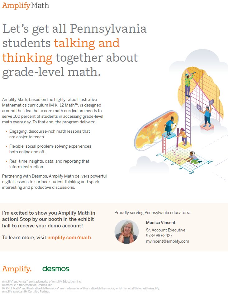 PCTMpctm's tweet photo. PCTM is excited to have @Amplify as one of the 2022 annual conference sponsors!
Check out https://t.co/I6DI6IUG48 to learn more about the great things they are doing for math teachers!
To register for the 2022 PCTM Conference, visit https://t.co/29IbrqbiJV https://t.co/DdM0XtXK1i