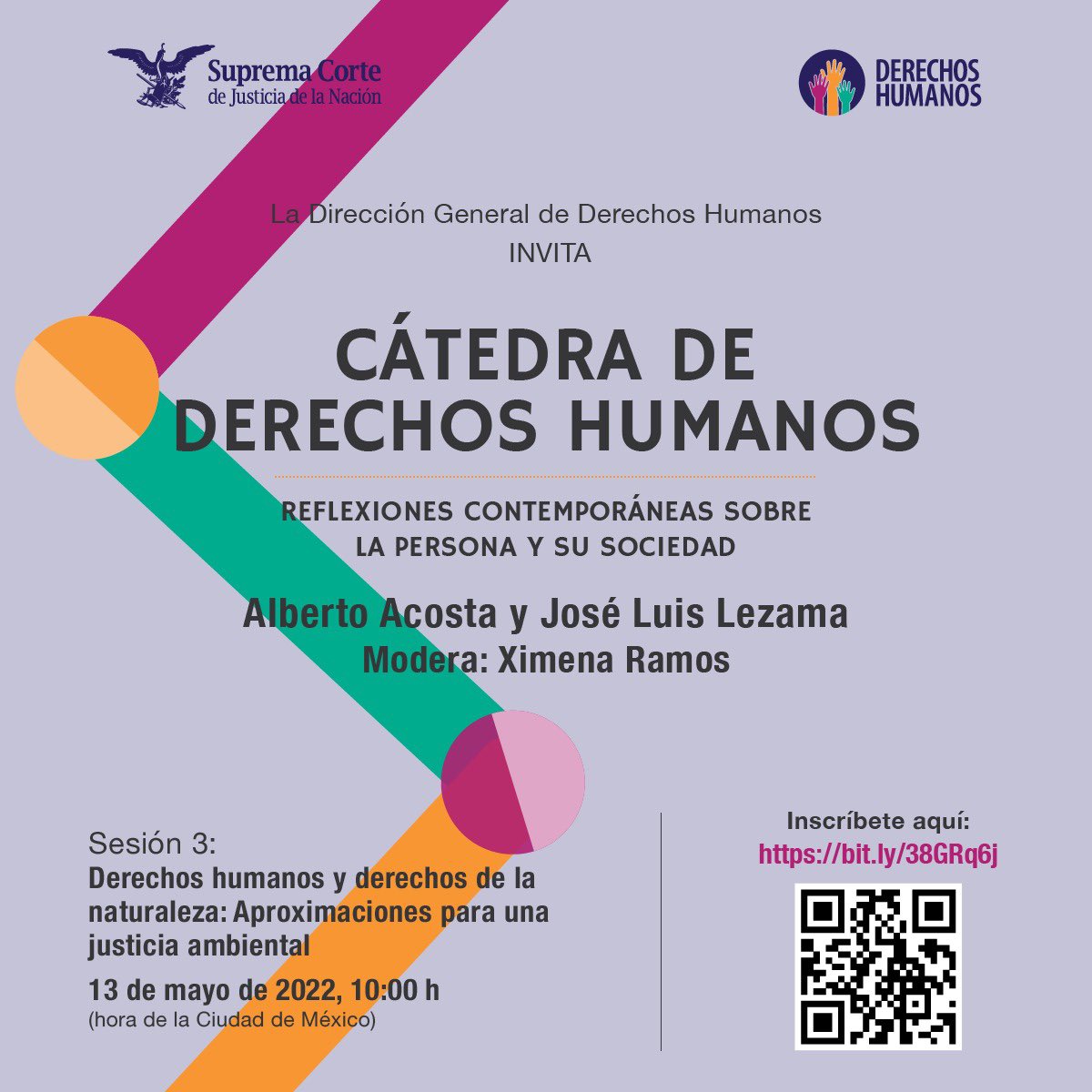 ReginaCastroT's tweet photo. Desde la @DDHH_SCJN les invitamos a la tercera sesión de "Cátedra de Derechos Humanos".

📍Derechos humanos y derechos de la naturaleza: aproximaciones para una justicia ambiental 

Participan: @AlbertoAcostaE y @jlezama2
Modera: @xrpc

🗓️13 de mayo 
📝https://t.co/wrQJ0d6iHe https://t.co/8zfNHC7q7j