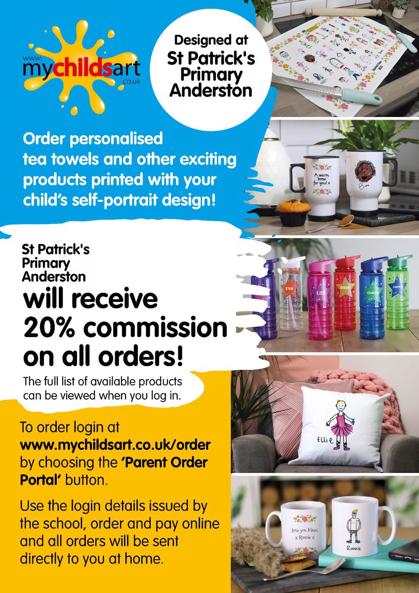 StPatsGlasPC's tweet image. The pupils have been drawing brilliant self portraits and this company are putting them onto all sorts of fab things… could be a nice gift #fathersday #giftforgranny #primarymemory