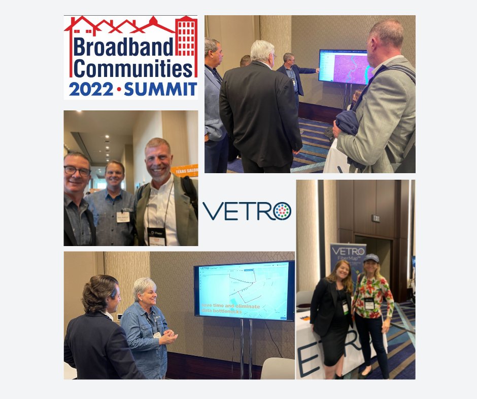 vetrofibermap's tweet photo. Team VETRO is working hard at the final day of the @bbcmag Summit #bbcsum22.
If you're at the show, check out the 12:20 Panel Discussion on Money for Local Fiber Projects: A Funding Guide and Mapping Case Study with VETRO's Deb Fuglie
@brianmefford @wsmitchell
#broadbandforall https://t.co/amX5qu9vYO