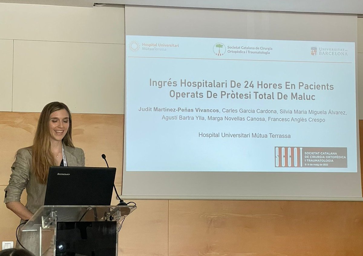 traumaterrassa's tweet photo. 💡Congrés @SocCatCOT

🗣Comunicació oral  Dra.Martínez-Peñas

"Ingrés hospitalari de 24 hores en pacients operats de pròtesi total de maluc" https://t.co/a4ae3cxWBf
