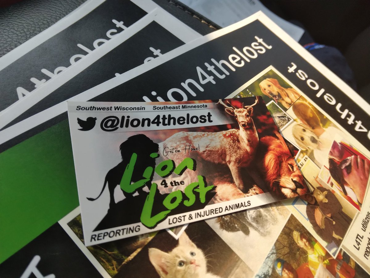 WildBillGrafix's tweet photo. Beautiful flyers and business cards prepped and printed by @officedepot in Wisconsin! Can't wait to see @lion4thelost out in the wild finding lost or injured animals. #getemhome #animalrescue #L4TL https://t.co/p4fiTINpR1