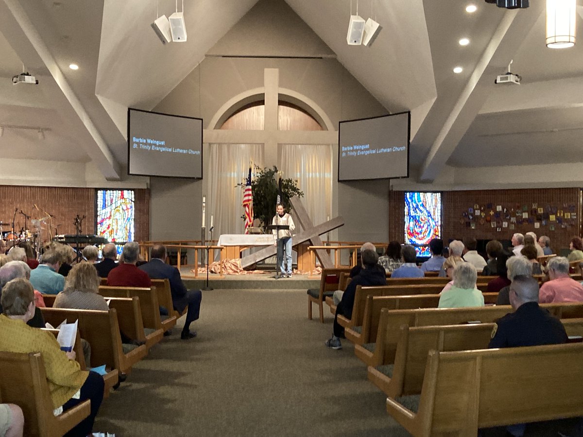 StTrinitychurch's tweet photo. It's #NationalDayofPrayer and St. Trinity was well-represented at the event.  Barbie Weingust wrote and recited the prayer for government, representing St. Trinity youth. https://t.co/yY4l7DGSRf