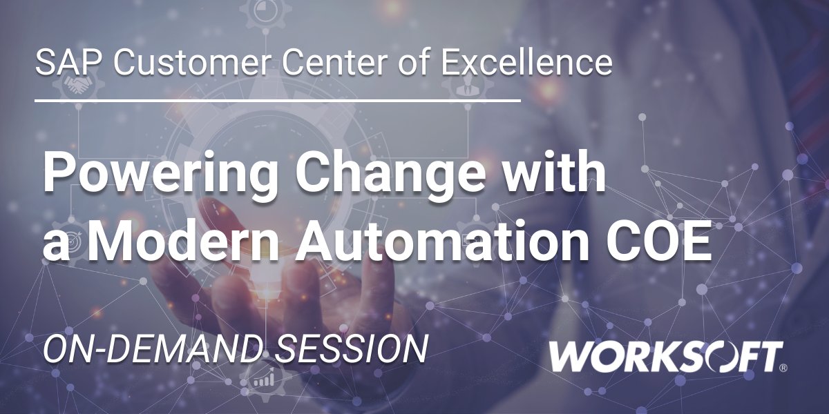 In Worksoft's on-demand session from this year's SAP Customer Center of Excellence, discover key considerations for developing a strong COE and how automation plays a critical role in ensuring QA and consistency across the entire enterprise.  hubs.ly/Q019CJcs0