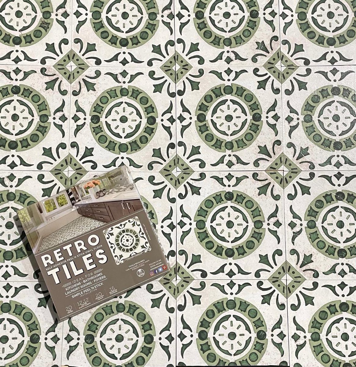 AchimHomeDecor's tweet photo. Shop our Green Medallion Retro Tile @amazon https://t.co/Yg8HTjtEaI