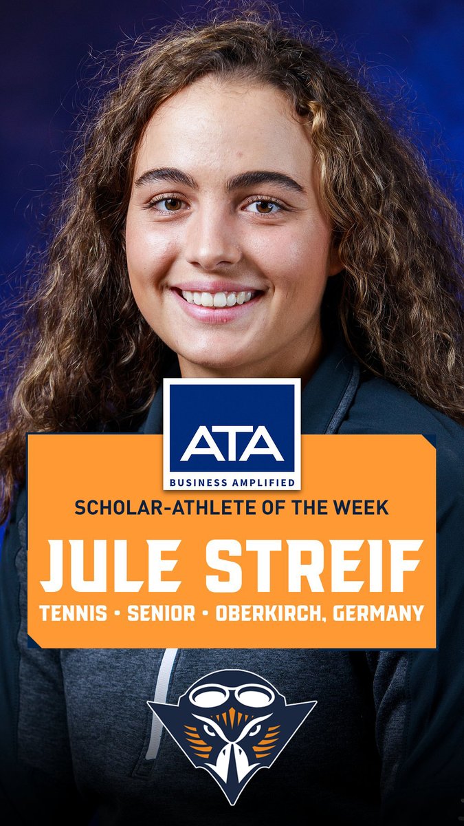 Congratulations to the ATA Scholar-Athlete of the Week: Jule Streif from <a href="/UTMTennis/">UT Martin Tennis</a>!

🔷 Class: Senior
🔶 Hometown: Oberkirch, Germany
🔷 Major: Management