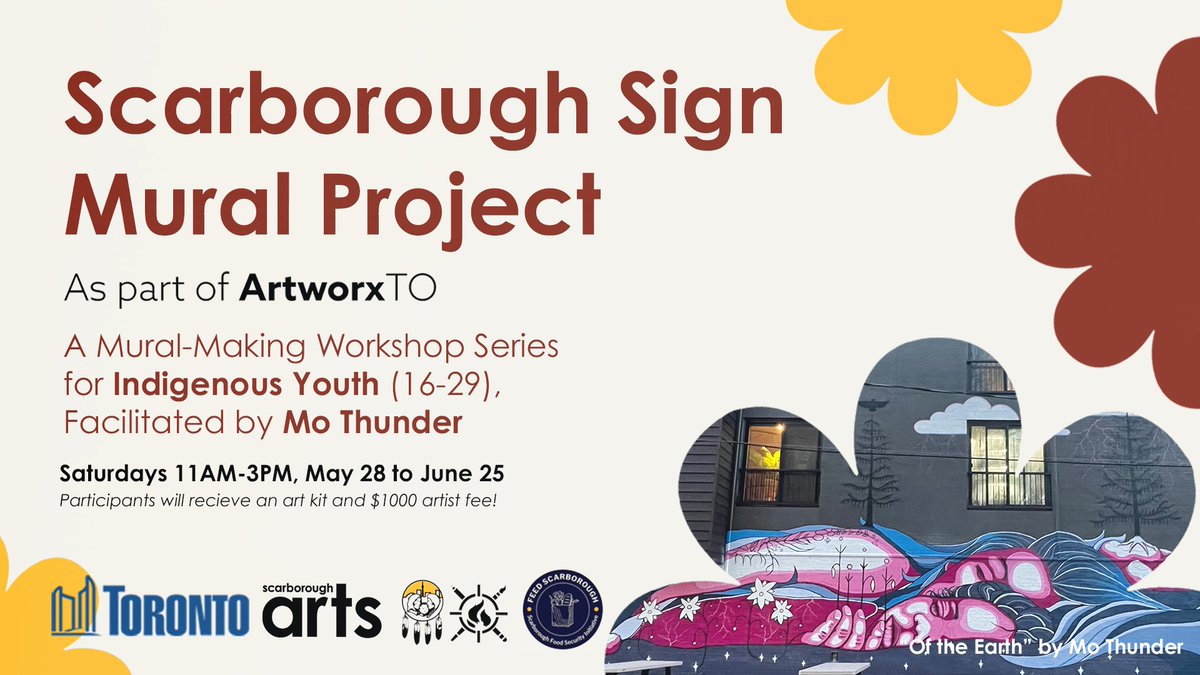 scararts's tweet photo. What will the #ScarboroughSign look like next? We're inviting Indigenous Youth in Scarborough or with ties with Scarborough to re-envision the next activation of our community sign 🎨. Learn more about our latest workshop series with @7thGIM &amp; Mo Thunder: https://t.co/NOBHJcG5S3 https://t.co/5lzofc4Nqq