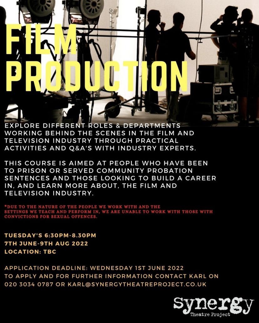 Synergy_Theatre's tweet photo. We are recruiting for two new courses starting in June. Get in touch. Take the next step. #acting #filmandtv #exprisoners https://t.co/cJJDBFBNQm