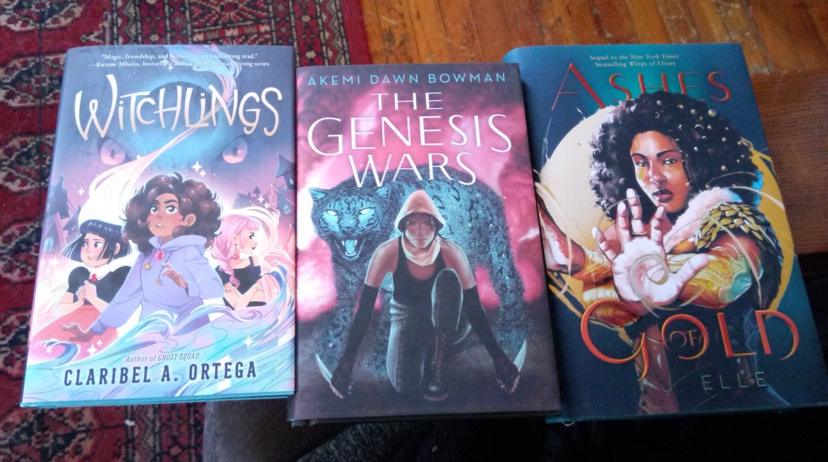Finally went book shopping after a few months 😓 gonna start with #AshesOfGold by @AuthorJElle then #TheGenesisWars by @AkemiDawnBowman then #Witchlings by @Claribel_Ortega 😁 #books