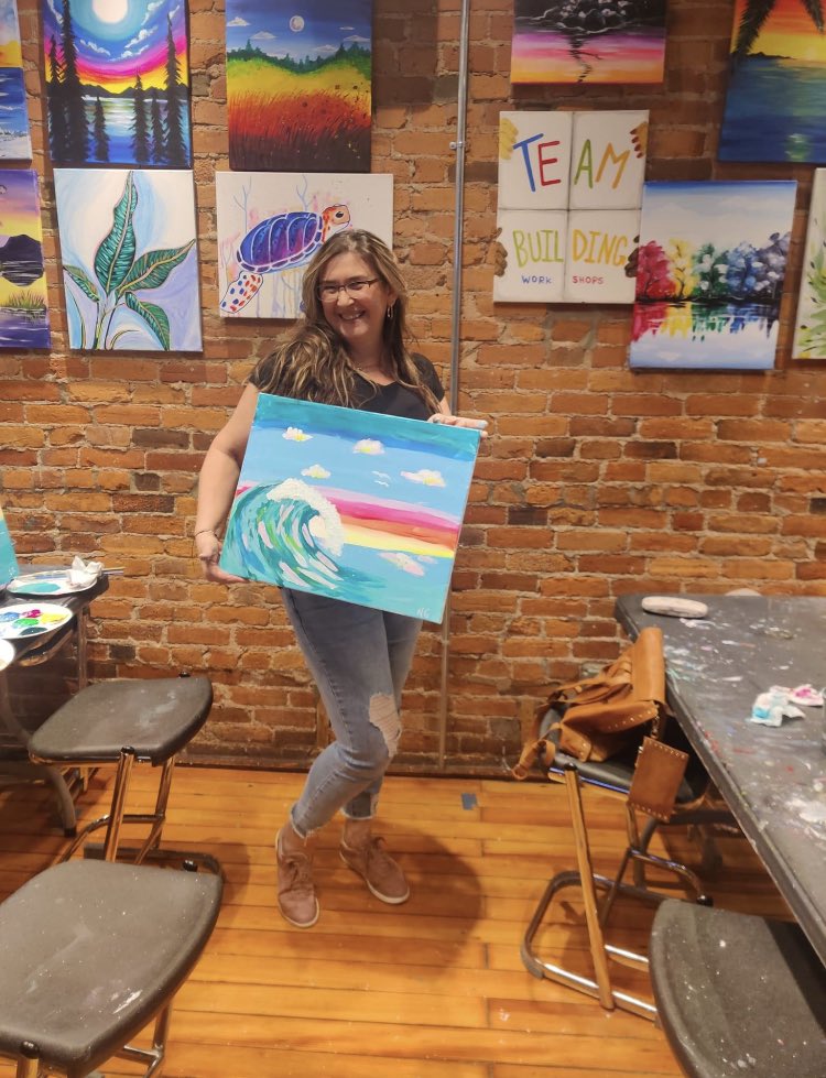 Buckeye4IBD's tweet photo. We had so much fun last week at @PinotsPalette raising money and awareness for the @CrohnsColitisFn #TakeSteps - big thanks to all the @OSUWexMed employees who showed up for patient advocacy! #IBDvisible #IBDcommunity https://t.co/5GFhfP2LJT