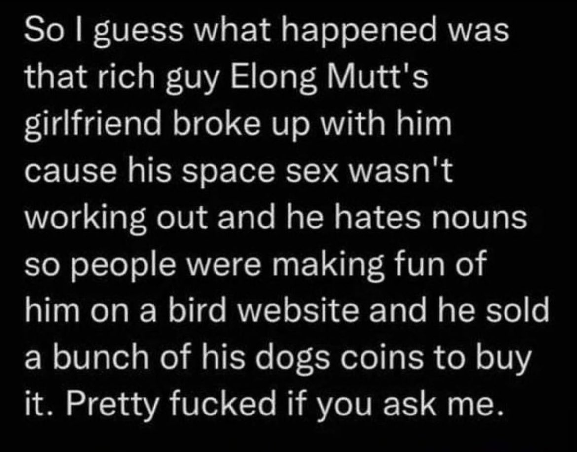 Charles38004309's tweet photo. @elonmusk Bruv you ok? https://t.co/E0MK4OwCtw