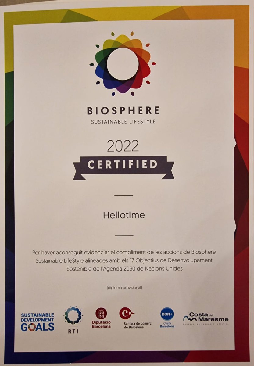 HT_vacacional's tweet photo. Hoy nos complace anunciaros que Hellotime renueva por segundo año consecutivo el certificado Biosphere  🌍💛

👋 https://t.co/QUd9drIJq7 ☎ 93 011 19 54 
#Hellotime #vacacional #travel #news https://t.co/MZwMR9KeTZ