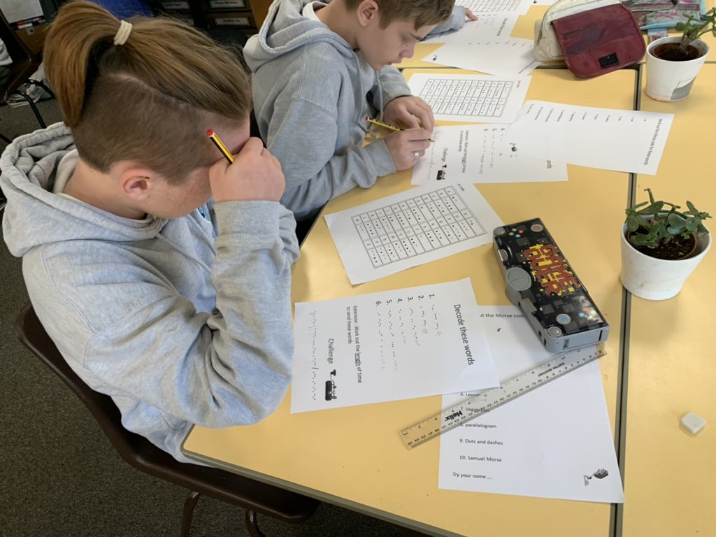 gilwern_school's tweet photo. #GilwernYear6 loved the transition session with @KHSMrsCMaths @KHS_Maths We were so engaged with morse that we decided to make a code for the diary entry work we’ve been doing this week @KhsTransition #ambitiouscapablelearners #mathsnumeracy https://t.co/Thq1cdy73y
