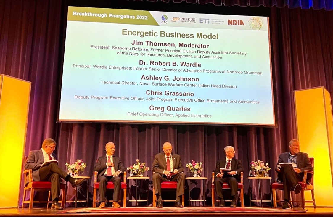 DrGregQuarles's tweet image. Honored to have been an invited panelist at the 2022 Breakthrough Energetics meeting @LifeAtPurdue this week. We shared results developed as part of the @theNASEM #ArmyBoard Roundtable on #Energetics.  @PUEnergetics @NDIAToday @EmergingTechETI #EnergeticsTechnologyCenter