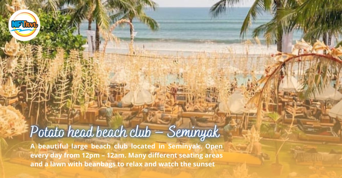 nftrvl's tweet photo. Summer vacation is calling, Bali is the right place to spend your time✨

Savaya in Uluwatu &amp; Potato Head beach club in Seminyak are the best place to spend your night✨

oops, one more thing, join our Discord for any recommendation to visit in Bali!🔥

#Bali #NFTCommunity #NFTs https://t.co/K5ffPkDsip