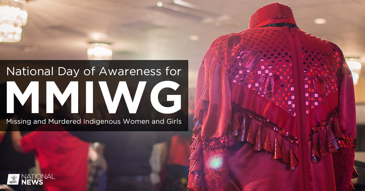 APTNNews's tweet photo. Indigenous women face a disproportionate level of violence in Canada. Today we honour #MMIWG2S.

May 5 is the National Day of Awareness for Missing and Murdered Indigenous Women, Girls, and Two-Spirit peoples, also known as #RedDressDay.

See our coverage: https://t.co/K8p8IZyqdv https://t.co/VeY6ahkWdE