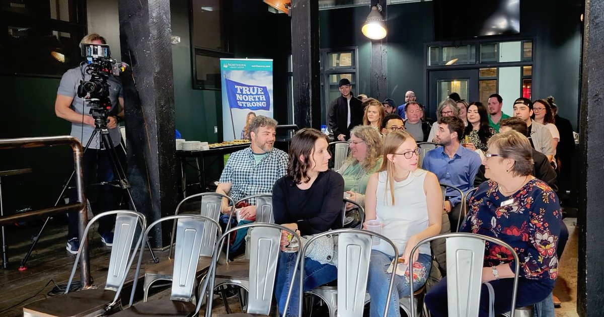 NorthernCU's tweet image. What a great evening at @StartupSault's Startup Talks with guest speaker @rusnell, as he shared his story as a local CEO and business owner!
Don't forget to call our Business Relationship Manager, Jesse Teresinski, to get started on your own business journey 📲

#TrueNorthStrong