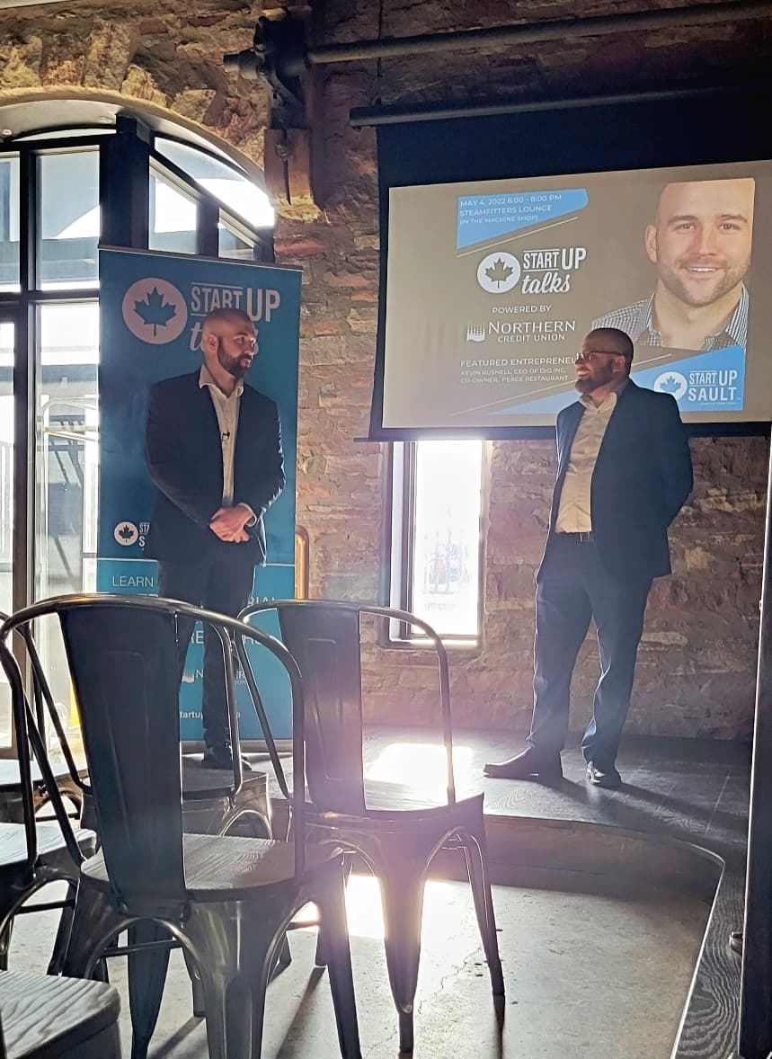 NorthernCU's tweet image. What a great evening at @StartupSault's Startup Talks with guest speaker @rusnell, as he shared his story as a local CEO and business owner!
Don't forget to call our Business Relationship Manager, Jesse Teresinski, to get started on your own business journey 📲

#TrueNorthStrong