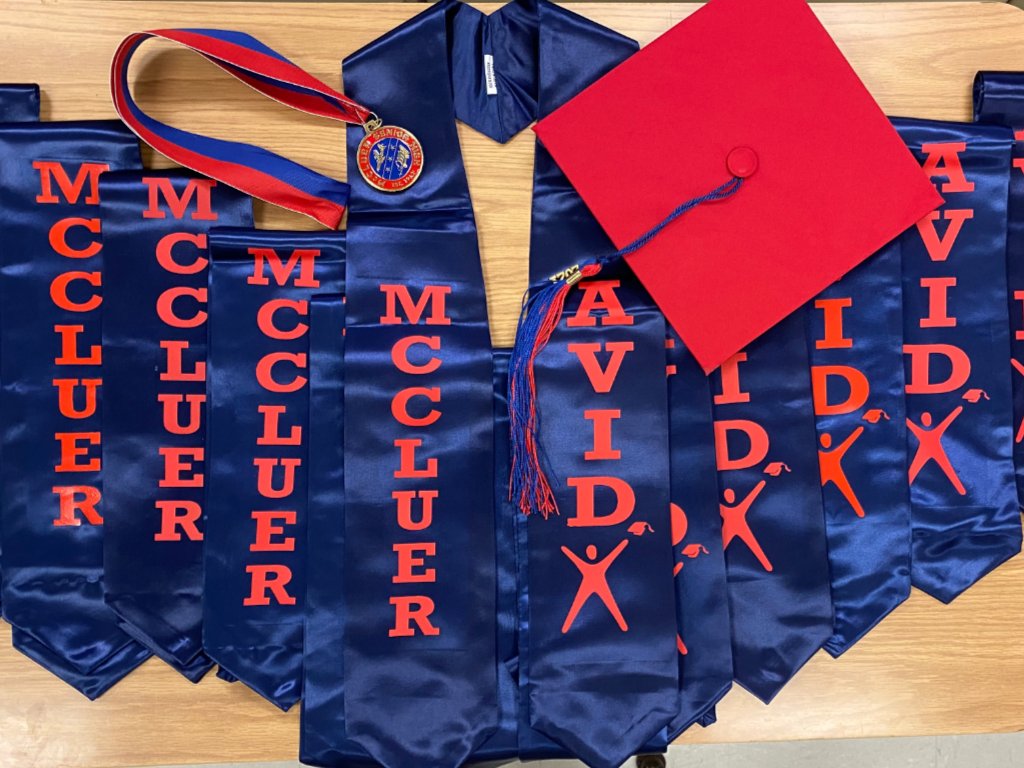 McCluerAVID's tweet photo. Finished making stoles for our first graduating class of @McCluer_Comets #AVID seniors!! #IAmFergFlor #McCluer https://t.co/4EAJDgt8go