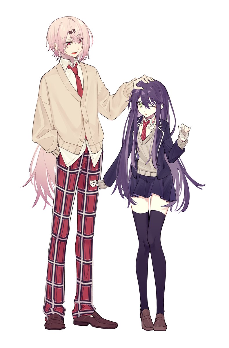 shiina yuika genderswap red necktie necktie long hair 1boy genderswap (ftm) 1girl  illustration images