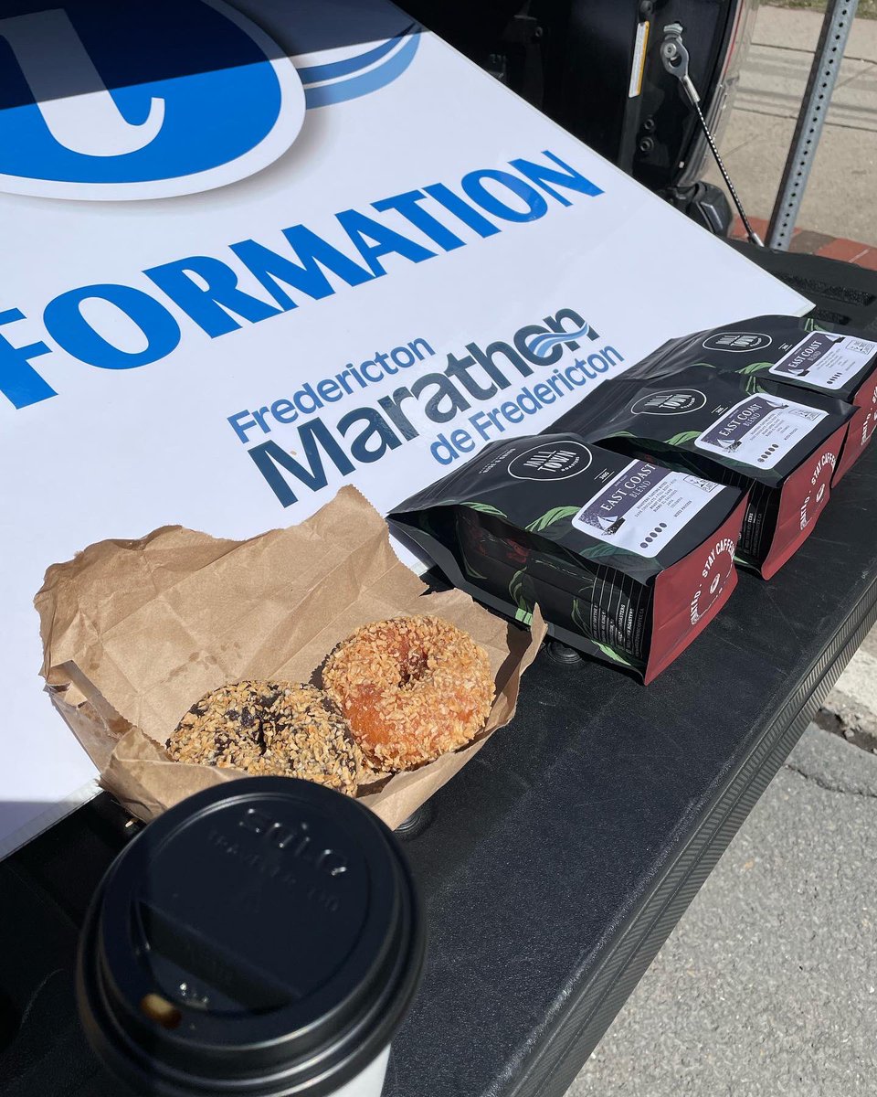 NBmarathonman's tweet photo. FUEL STOP! Time for a little coffee from @MillTownRoaster #Fredericton #marathon #CUthisweekend #FtonMarathon2022 https://t.co/AKmmnJXFeq